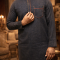 Donkerblauwe Heren Kurta – Klassiek & Stijlvol