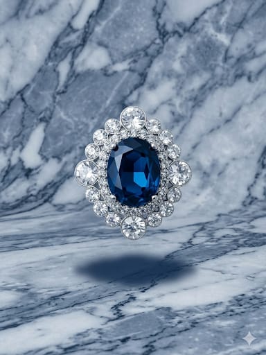 Verstelbare Ring – Blauwgroen met Kristallen