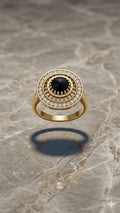 Verstelbare Ring – Goud met Zwarte Steen