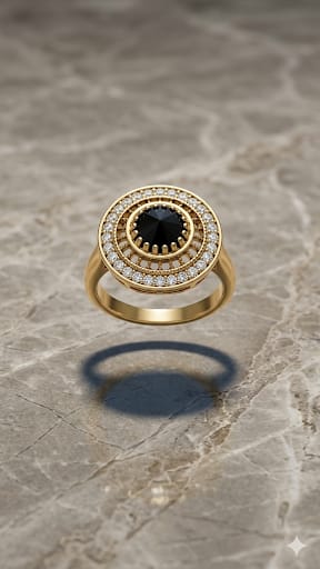 Verstelbare Ring – Goud met Zwarte Steen