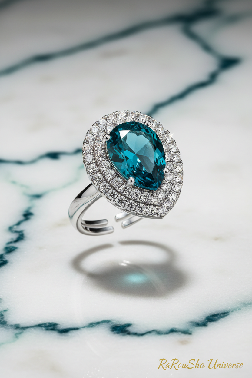Blauwe Druppel Ring - Marmer