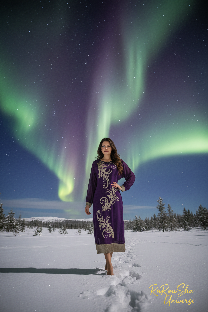 Dames Chiffon Top Paars - Aurora Borealis