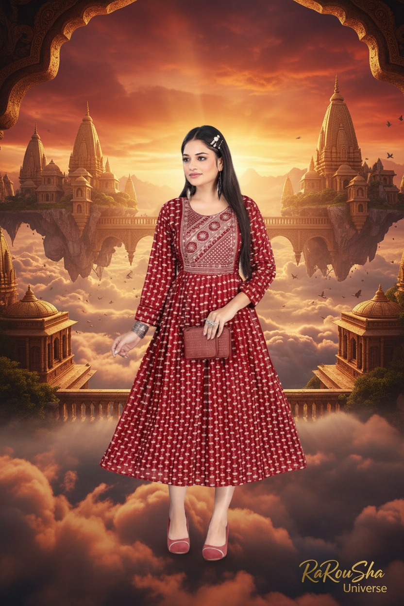 Dames Halflange Kurti Rood - Zwevende Hemelstad