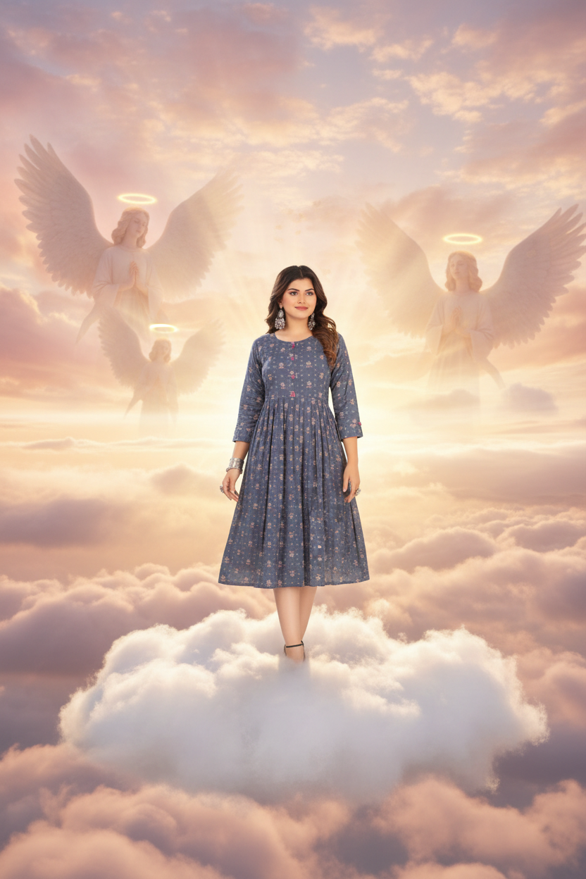 Dames Kurti Blauwgrijs - Engelenwolken