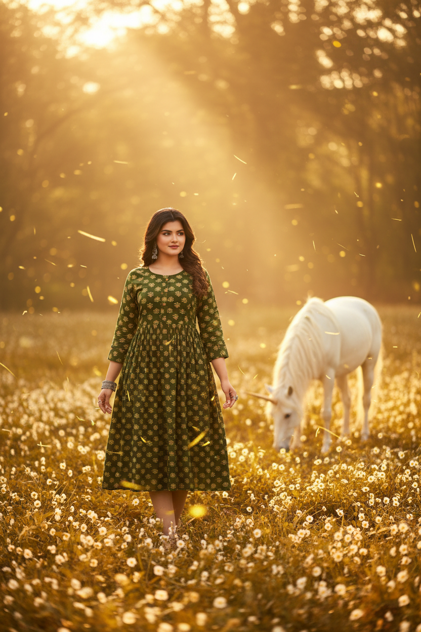Dames Kurti Olijfgroen - Magische Wei