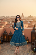 Dames Lange Kurti Petrolblauw - Marrakech Rooftop
