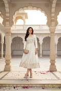 Dames Lange Kurti Wit Goud - Marmeren Paleis