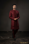 Dulha Sherwani Bordeauxrood Goud - Foto 1