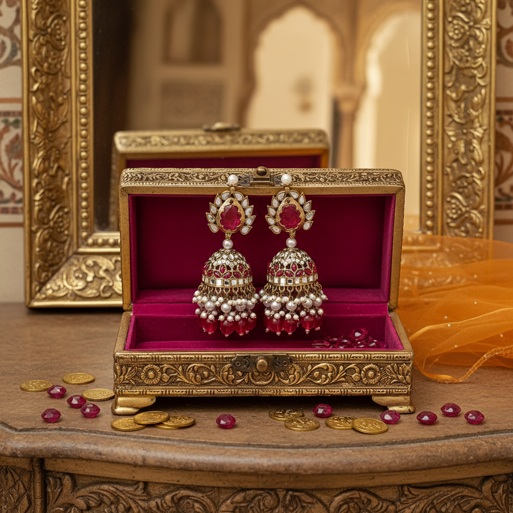 Fuchsia Jhumka - Sieradendoos