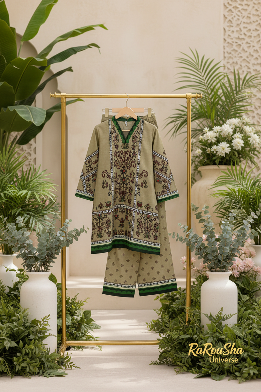 Girls Kurti Set Olijfgroen – Lifestyle