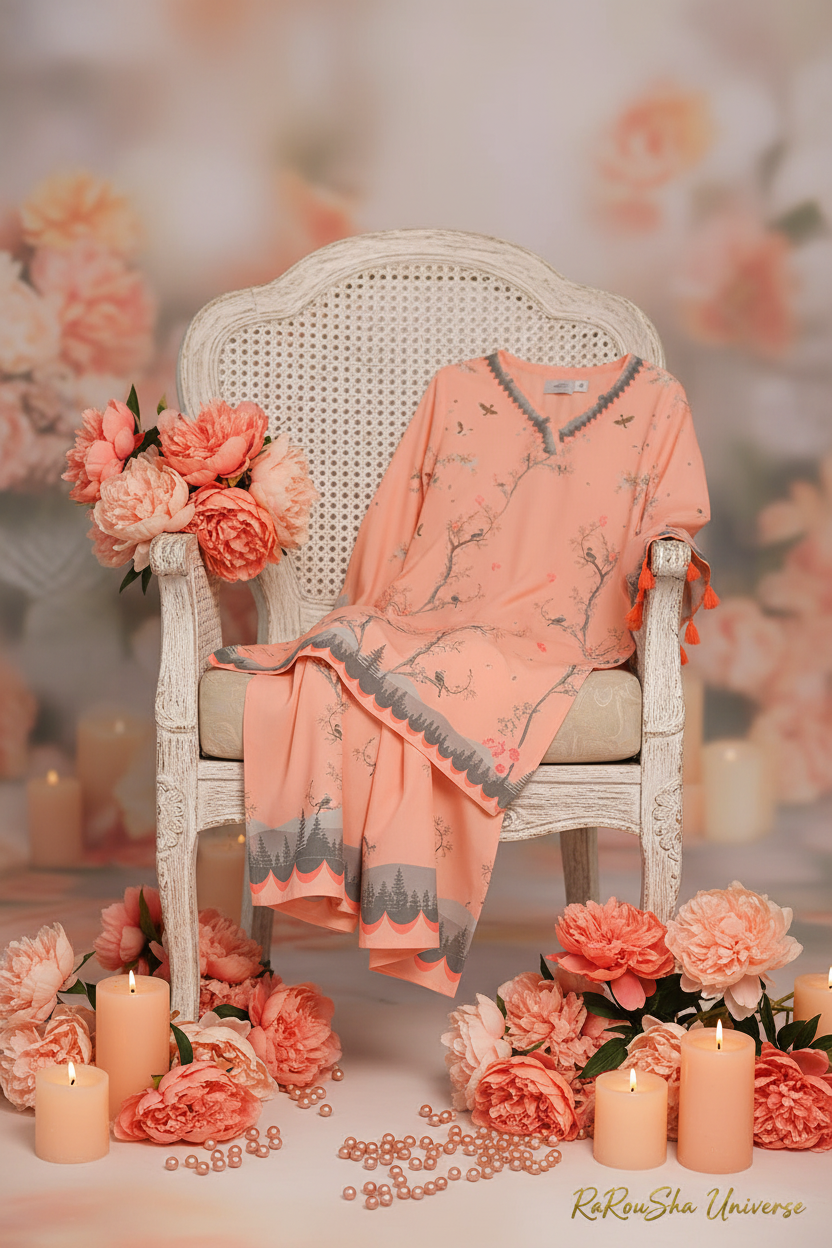 Girls Kurti Set Perzik – Stoel