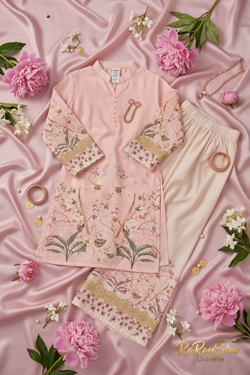 Girls Kurti Set Roze – Flat Lay