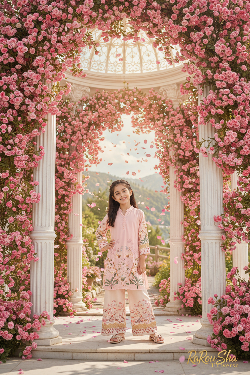 Girls Kurti Set Roze – Rozentuin