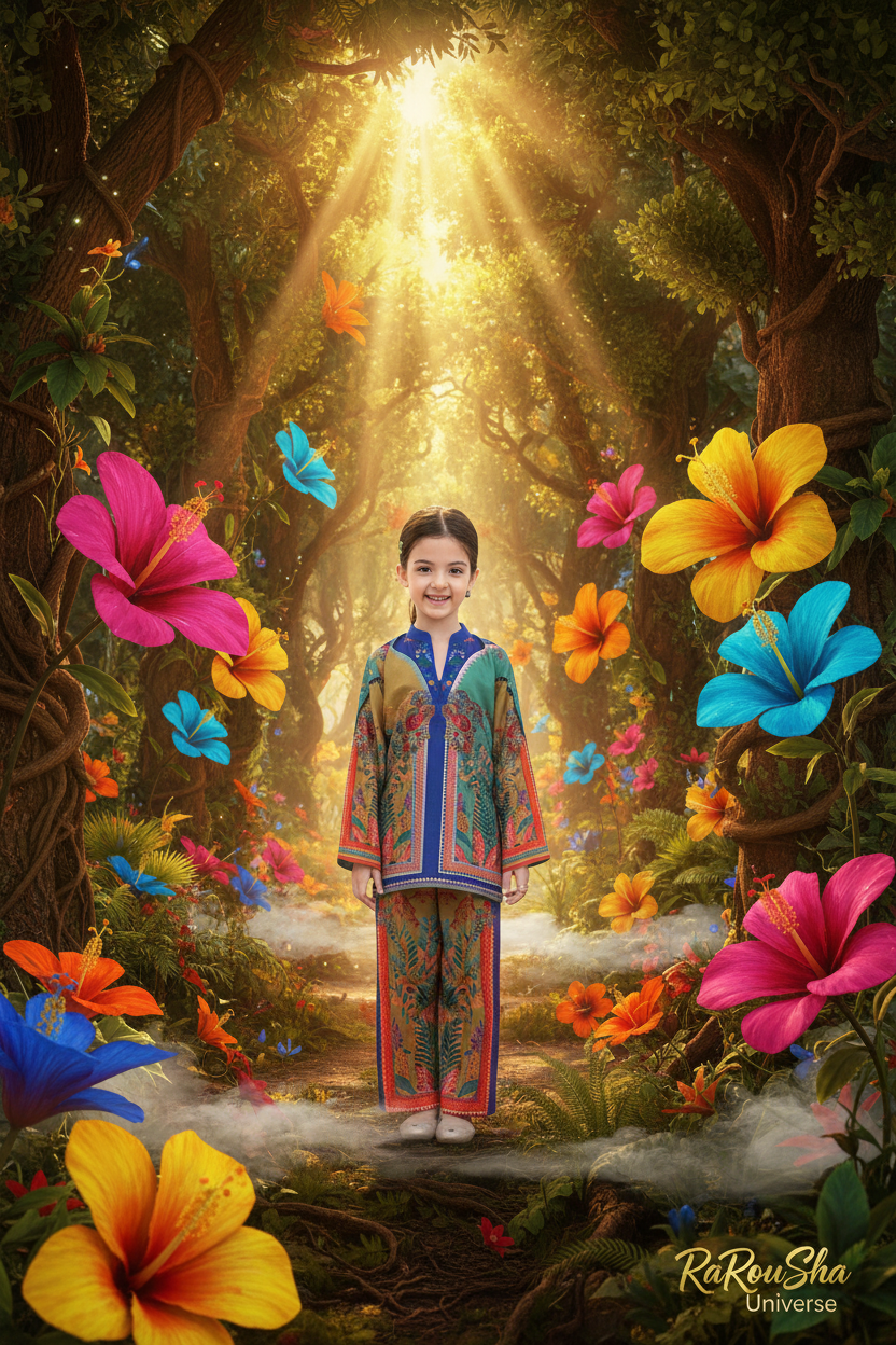 Girls Kurti Set Tropisch – Regenwoud