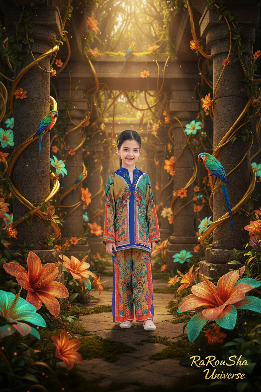 Girls Kurti Set Tropisch – Tempel
