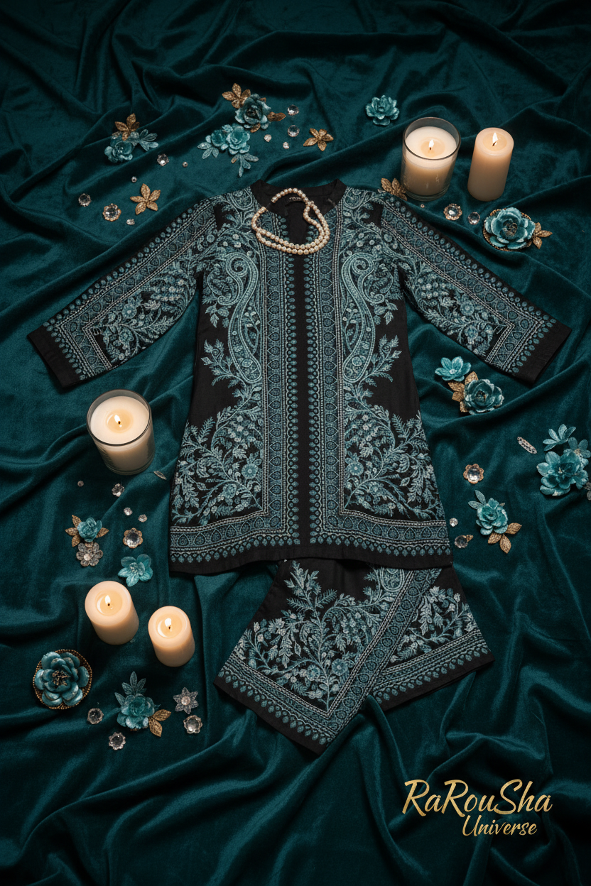 Girls Kurti Set Zwart – Fantasy Flat Lay