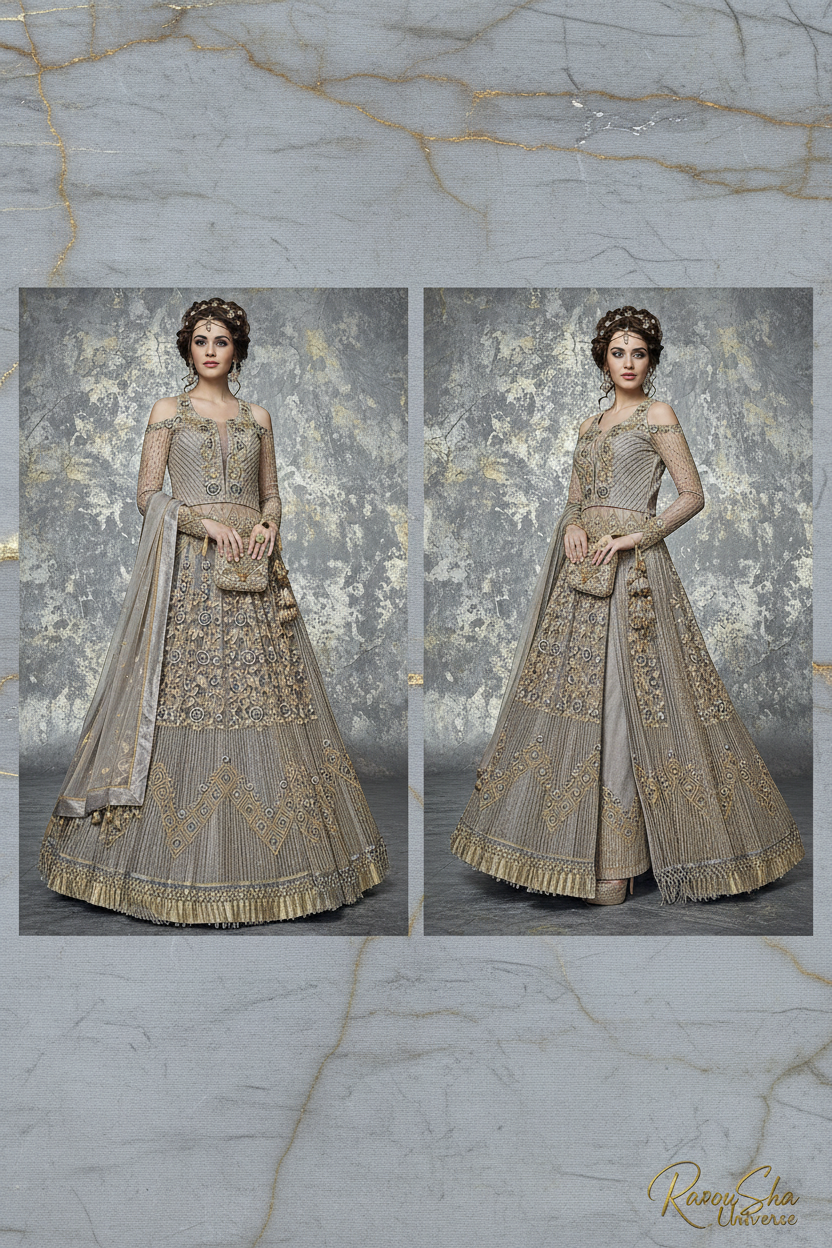Grijze Anarkali Lehenga
