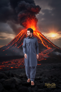 Heren Kurta Kameez Grijs - Vulkaan