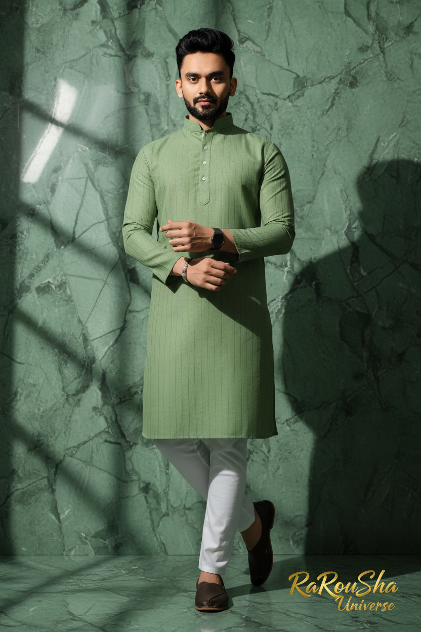 Heren Kurta Pajama Saliegroen Marmer Editorial