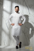 Heren Kurta Pajama Wit Marmer Editorial