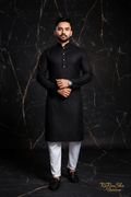 Heren Kurta Pajama Zwart Marmer Editorial