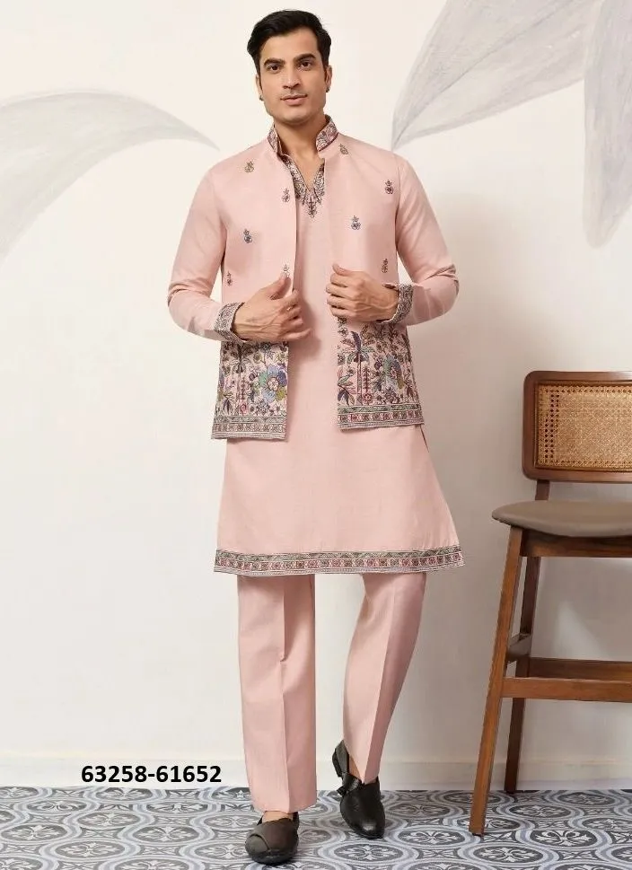 Isaac – Heren Kurta Pajama | Full Stitched | Viscose Silk met Thread & Sequins Borduurwerk