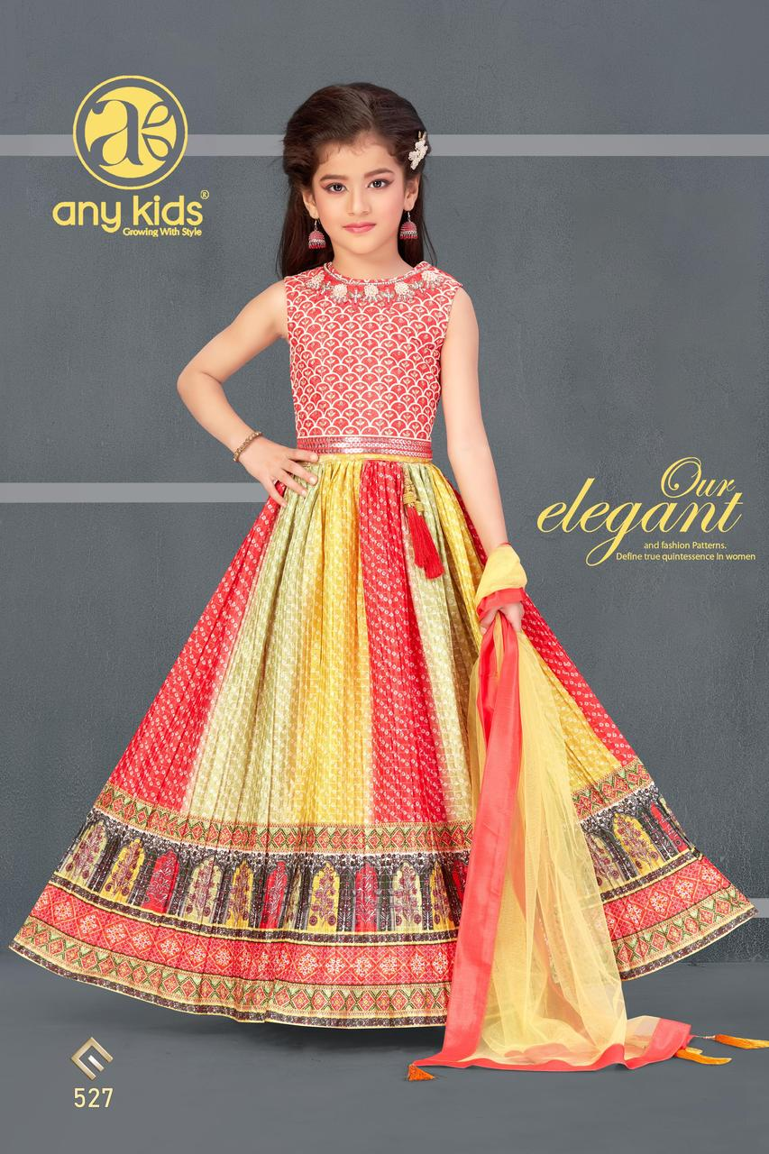Little Lady - Rood & Geel Bandhani Lehenga Set met Dupatta