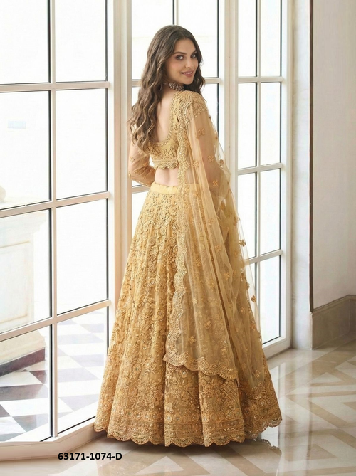 Gold Net Lehenga Set
