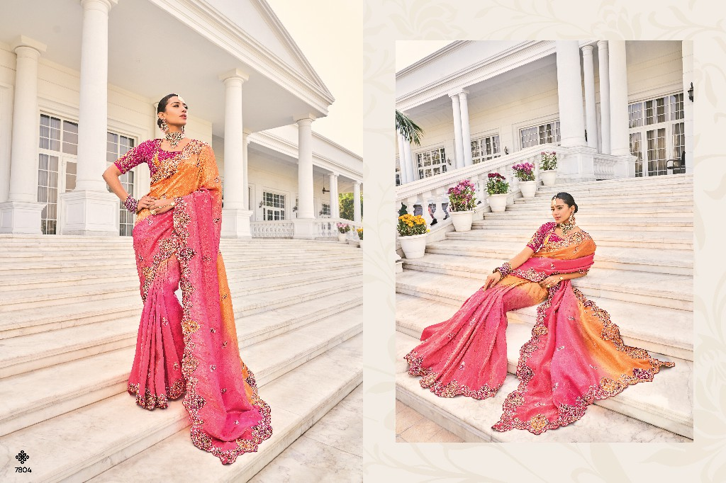 Shahi Poshak - Oranje & Fuchsia Ombre Bridal Saree