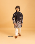 Vantara Jongens Kurta Pajama - Zwart met Borduurwerk