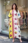 Kaftan / Poncho - Geel & Crème Geometrische Print | Free Size