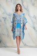 Blue Paisley Silk Poncho Kaftan editorial