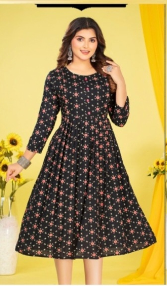 Dames Kurti - Zwart Bloemenprint
