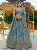Steel Blue Satin Lehenga – 63426-2968-C
