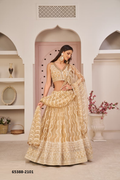 Champagne Gold Net Embroidery Lehenga – 65388-2101