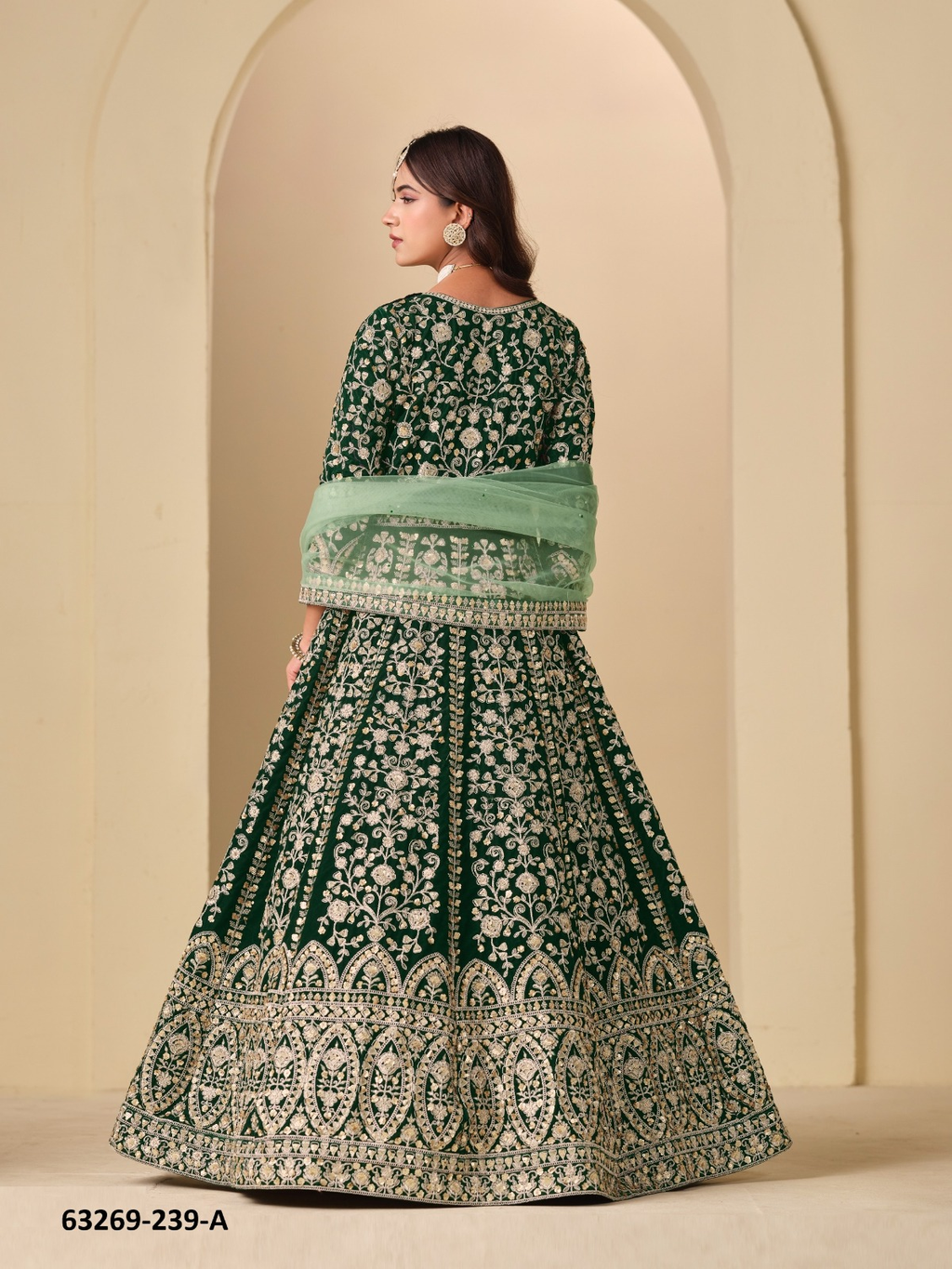 Dark Green Velvet Anarkali Floor-Length Suit