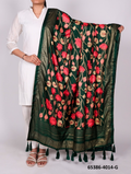 Tussar Silk Bandhani Patola Dupatta - Donkergroen Lotus