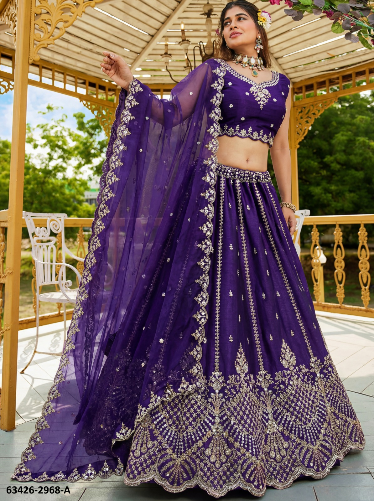 Purple Satin Lehenga – 63426-2968-A