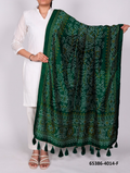 Tussar Silk Bandhani Patola Dupatta - Donkergroen