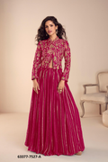 Magenta Pink Vichitra Silk Choli & Skirt Set