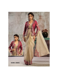 SELENE Ready-to-Wear Saree – Champagne/Bordeaux