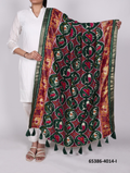 Tussar Silk Bandhani Patola Dupatta - Bordeaux Groen