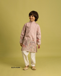 Vantara Jongens Kurta Pajama - Roze met Borduurwerk