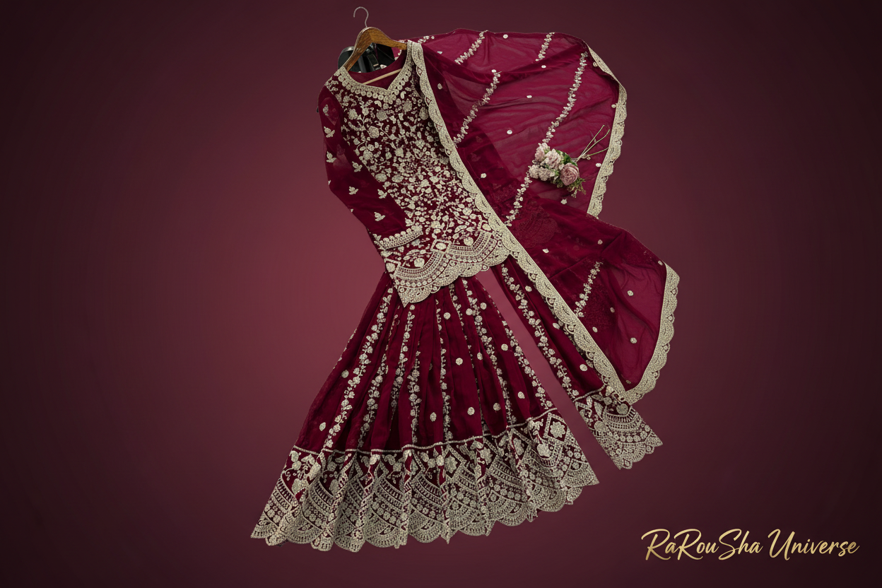 Dames Sharara Set Bordeaux - detailfoto
