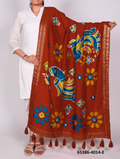 Tussar Silk Bandhani Patola Dupatta - Roestbruin