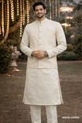 Heren Kurta Pajama met Jacket - Champagne Prince Jacket (142005)