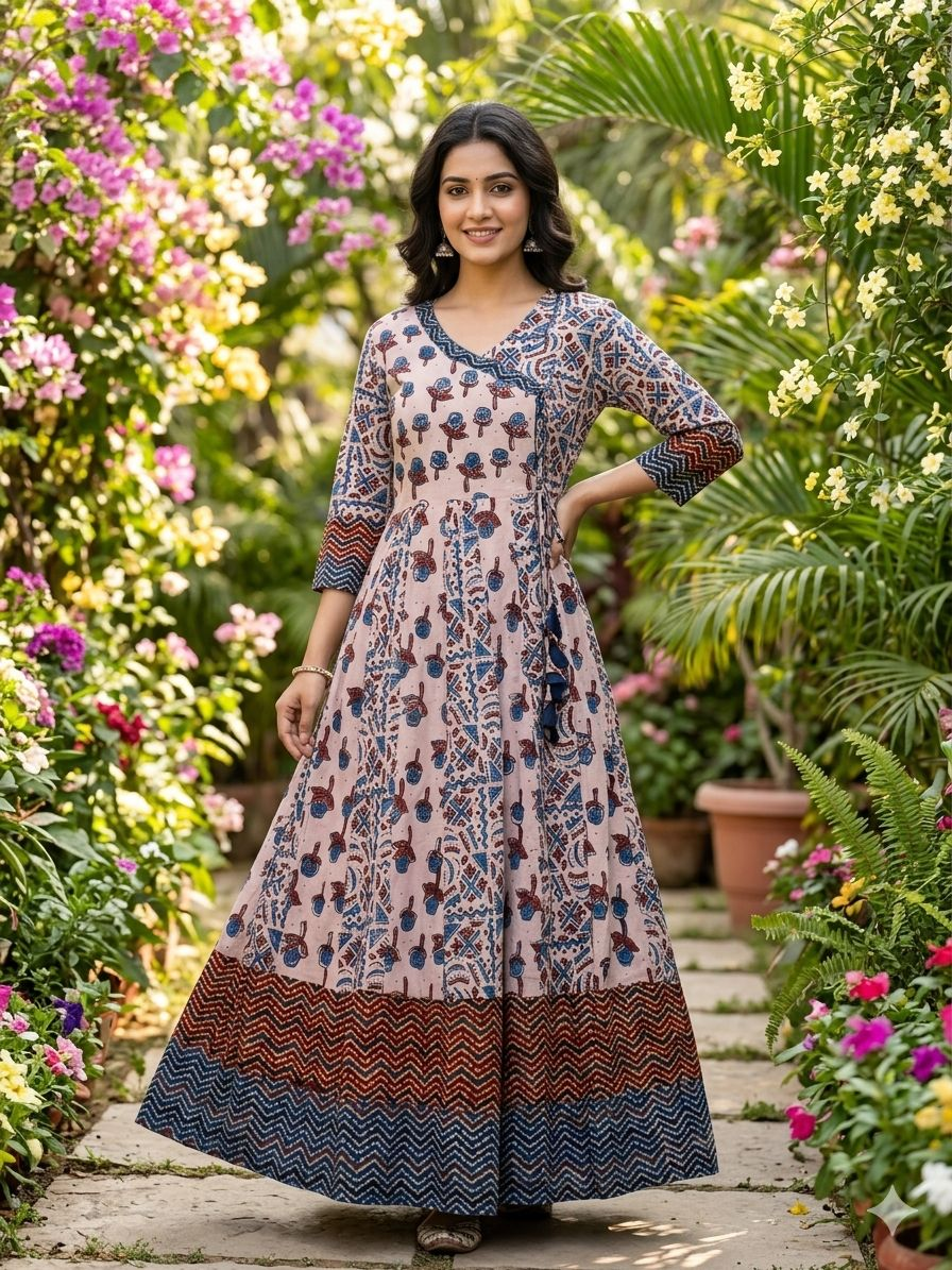 Rakha Kurti - Lichtroze Bloemenprint