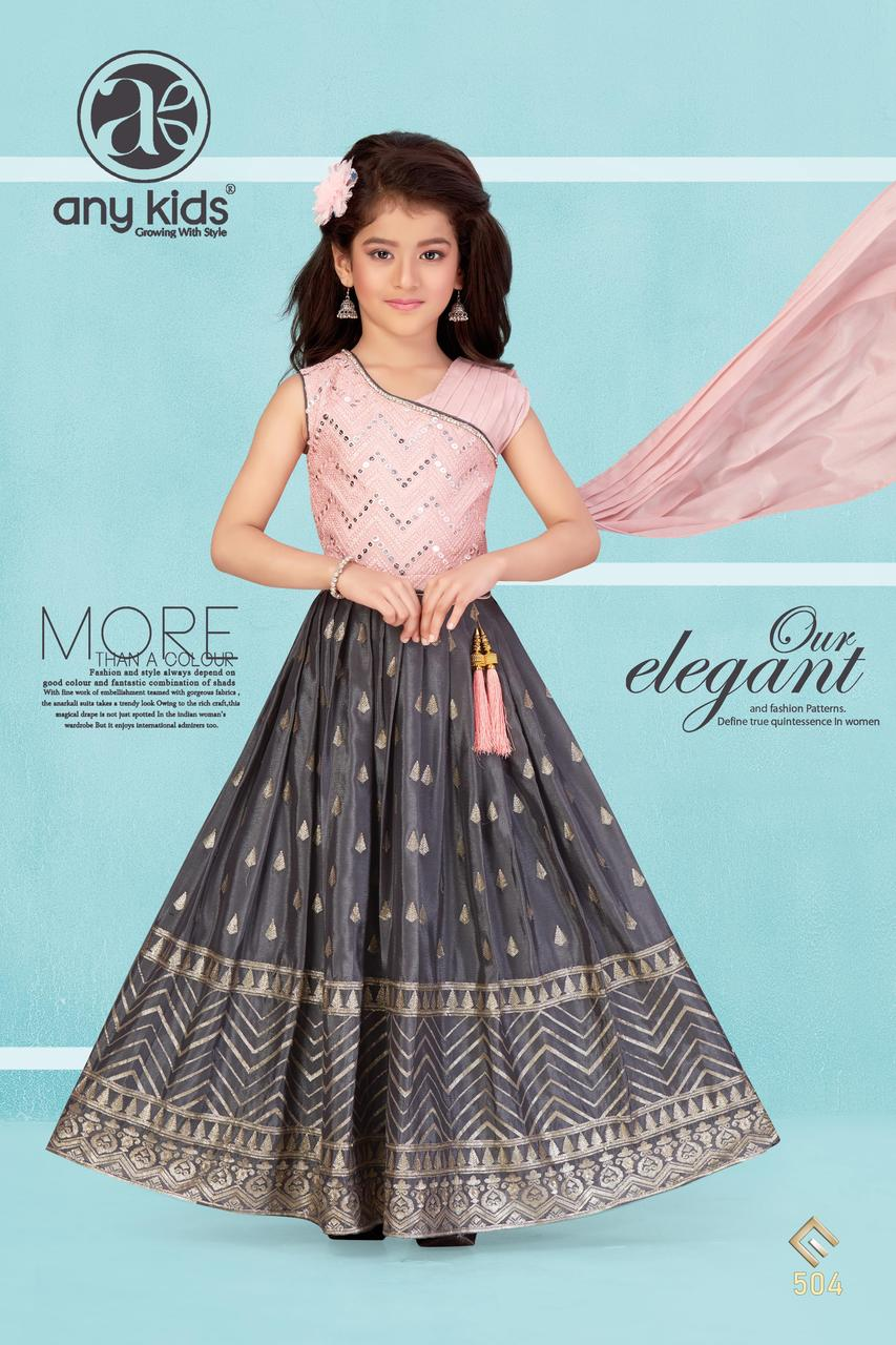 Little Lady - Roze & Antraciet Lehenga Set