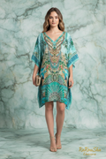 Turquoise Silk Poncho Kaftan editorial