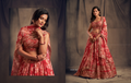 Red Floral Organza Lehenga – 57229-7617